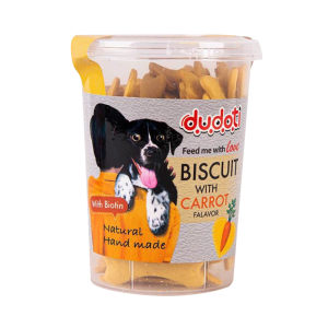 خرید تشویقی بیسکوییت سگ دودوتی با طعم هویج وزن 150 گرم از پت شاپ آنلاین حامی پت