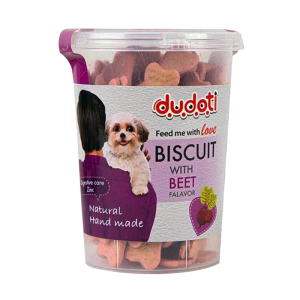 خرید تشویقی بیسکوییت سگ دودوتی با طعم چغندر وزن 150 گرم از پت شاپ آنلاین حامی پت