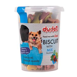 خرید تشویقی بیسکوییت سگ دودوتی با طعم مخلوط وزن 150 گرم از پت شاپ آنلاین حامی پت