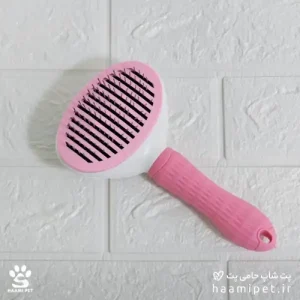 خرید برس سگ و گربه مدل دندانه فلزی با دکمه تخلیه از پت شاپ حامی پت