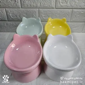 خرید ظرف آب و غذای سگ و گربه جنس سرامیکی پایه دار از پت شاپ آنلاین حامی پت