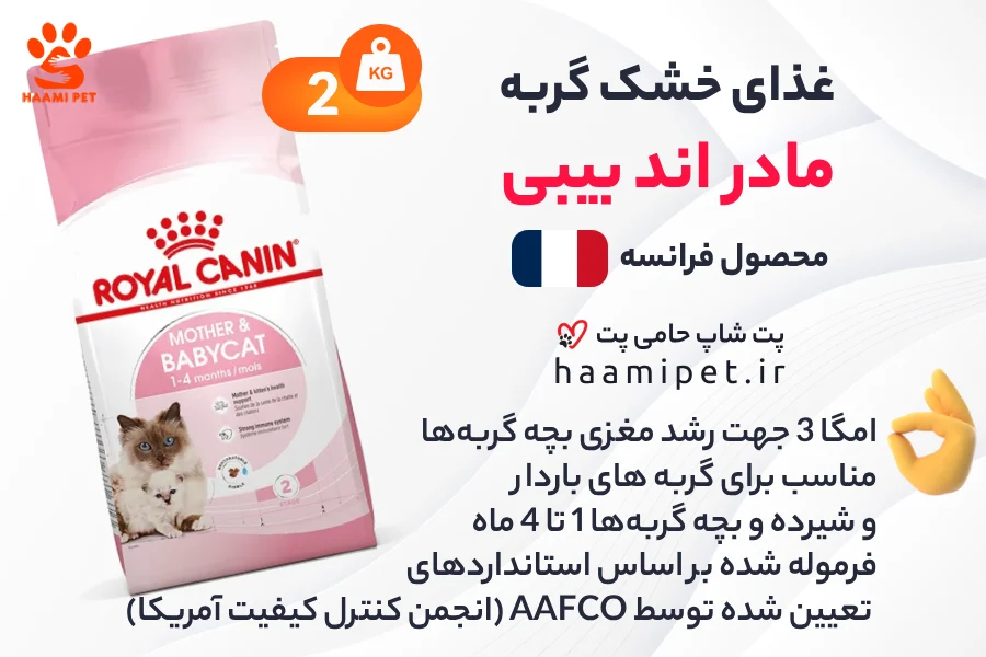 خرید غذای خشک مادر و بچه گربه رویال کنین Royal Canin Mother & Babycat وزن 2 کیلوگرم از پت شاپ حامی پت