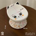 ظرف آب و غذا سگ و گربه سرامیکی پایه دار چشم گربه