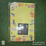 خرید مت زیرانداز ظرف آب و غذا سگ و گربه طرح سگ زمینه زرد از پت شاپ آنلاین حامی پت