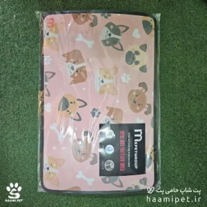 خرید مت زیرانداز ظرف آب و غذا مخصوص سگ و گربه طرح گربه و استخوان از پت شاپ آنلاین حامی پت