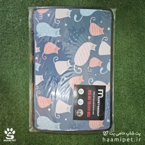 خرید مت زیرانداز ظرف آب و غذا سگ و گربه طرح گربه های رنگی از پت شاپ آنلاین حامی پت