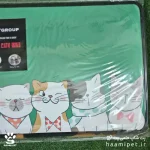 خرید مت زیرانداز ظرف آب و غذا طرح گربه ای زمینه سبز از پت شاپ حامی پت