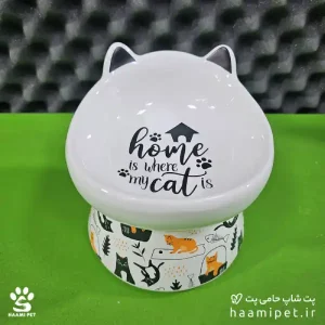 خرید ظرف آب و غذا سگ و گربه سرامیکی پایه دار طرح love me از پت شاپ آنلاین حامی پت
