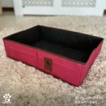 ظرف خاک مسافرتی گربه - ظرف خاک مسافرتی گربه مدل برزنتی - رنگ صورتی - پت شاپ گربه حامی پت