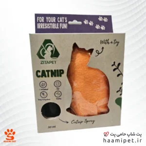 بسته عروسک گربه همراه با اسپری کت نیپ - رنگ نارنجی - پت شاپ حامی پت
