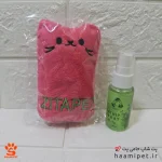 عروسک گربه همراه با اسپری کت نیپ - رنگ قرمز - پت شاپ حامی پت