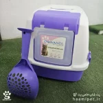 ظرف خاک گربه مدل مسقف دنیل رنگ بنفش