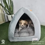 خرید جای خواب سگ و گربه مدل کلبه سه گوش از پت شاپ آنلاین حامی پت