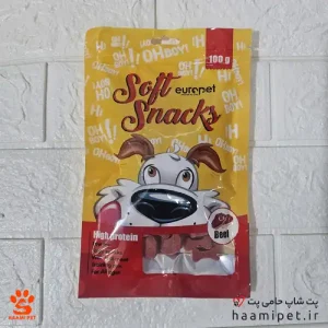 خرید تشویقی تکه ای سگ یوروپت طعم گوشت وزن 100 گرم از پت شاپ حامی پت