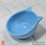 ظرف آب و غذا سگ و گربه سرامیکی بدون پایه طرح ساده - رنگ آبی روشن