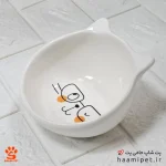 ظرف آب و غذا سگ و گربه سرامیکی بدون پایه گربه عینکی