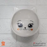 ظرف آب و غذا سگ و گربه سرامیکی بدون پایه طرح چشم گربه