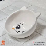 ظرف آب و غذا سگ و گربه سرامیکی بدون پایه چشم گربه
