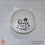 ظرف آب و غذا سگ و گربه سرامیکی بدون پایه طرح خانه گربه
