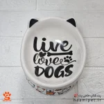 ظرف آب و غذا سگ و گربه سرامیکی پایه دار LOVE DOGS
