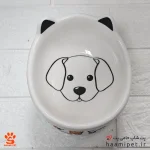 ظرف آب و غذا سگ و گربه سرامیکی پایه دار صورت سگ