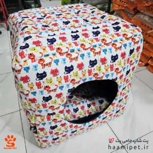 کلبه، تشک و مبل سگ و گربه 3 حالته طرح گربه های کیوت