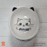 ظرف آب و غذا سگ و گربه سرامیکی پایه دار صورت گربه