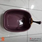 ظرف خاک کوچک گربه وارداتی مدل لگنی ساده زرشکی