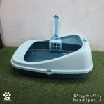 ظرف خاک کوچک گربه وارداتی مدل لگنی لبه دار آبی