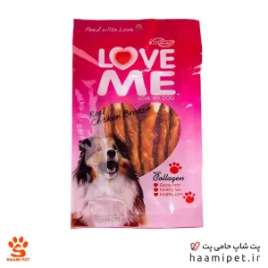 تشویقی سگ لاو می مدل مدادی دور پیچ مرغ 60 گرم