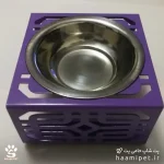 ظرف استیل آب و غذای سگ و گربه بنفش
