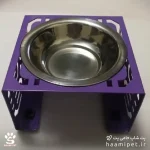 ظرف استیل آب و غذای سگ و گربه تمام فلزی بنفش