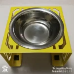 ظرف استیل آب و غذای سگ و گربه زرد