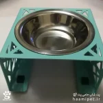 ظرف استیل آب و غذای سگ و گربه تمام فلزی سبز نعنایی