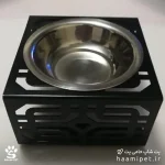 ظرف استیل آب و غذای سگ و گربه مشکی