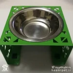ظرف استیل آب و غذای سگ و گربه تمام فلزی سبز