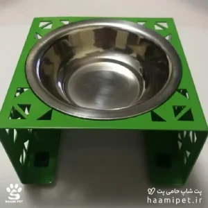 ظرف استیل آب و غذای سگ و گربه تمام فلزی سبز